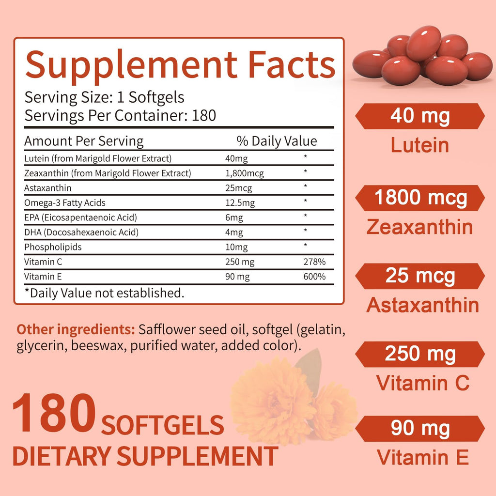 Lutein and Zeaxanthin Softgels with Vitamins C, E, Omega 3 K6524