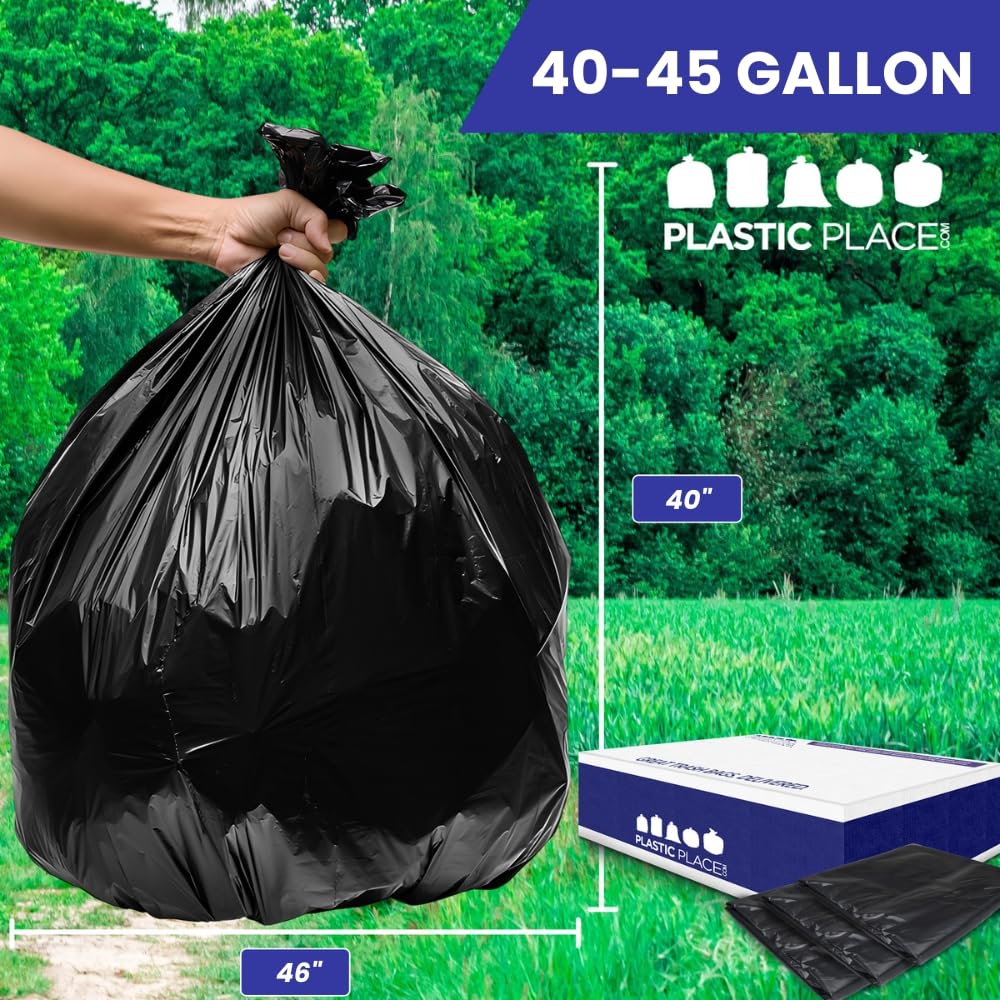 Heavy Duty Black 40-45 Gallon Trash Bags 100 Count 1.5 Mil E984573