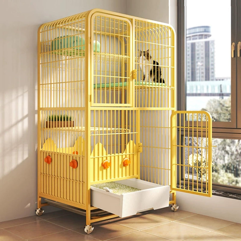 4-Tier Metal Wire Cat Cage with Litter Box and Hammock K314514