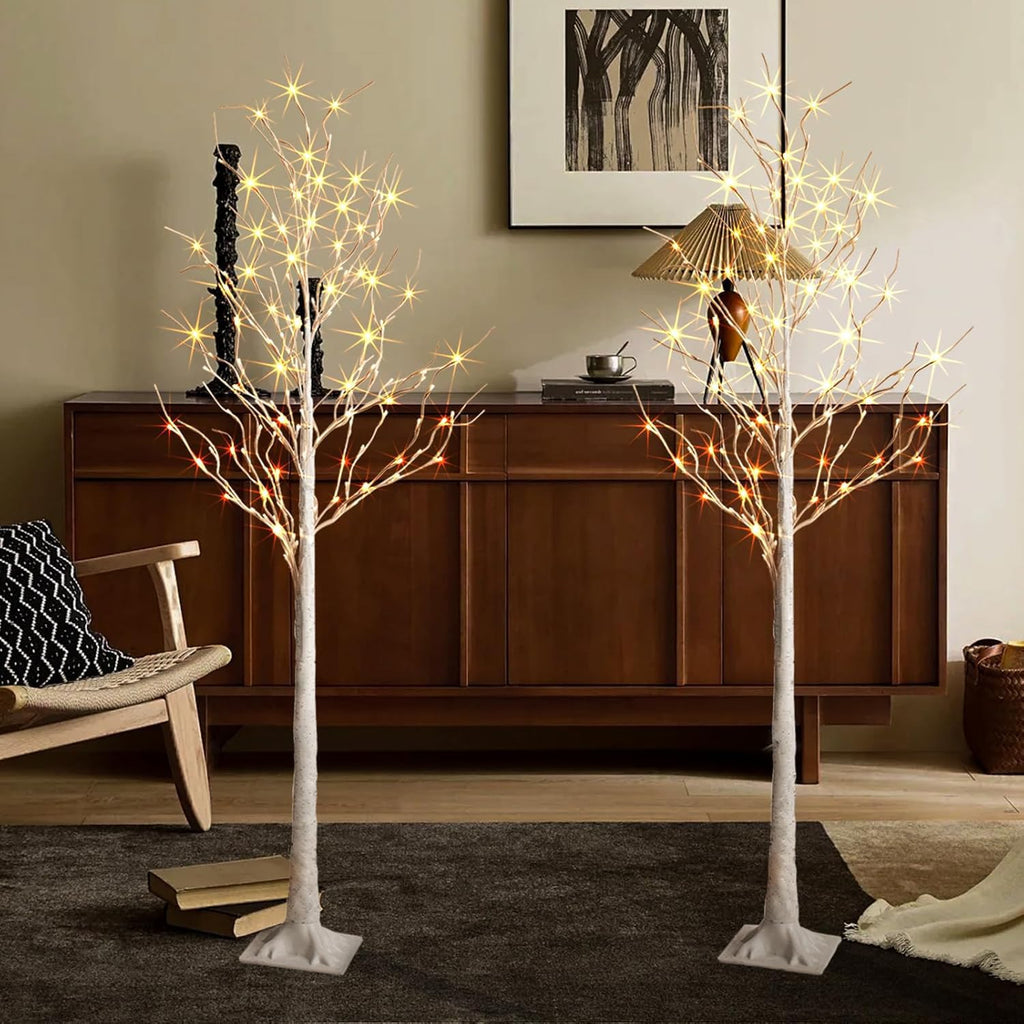 2 Pack 6 Feet Prelit White Artificial Christmas Trees I928