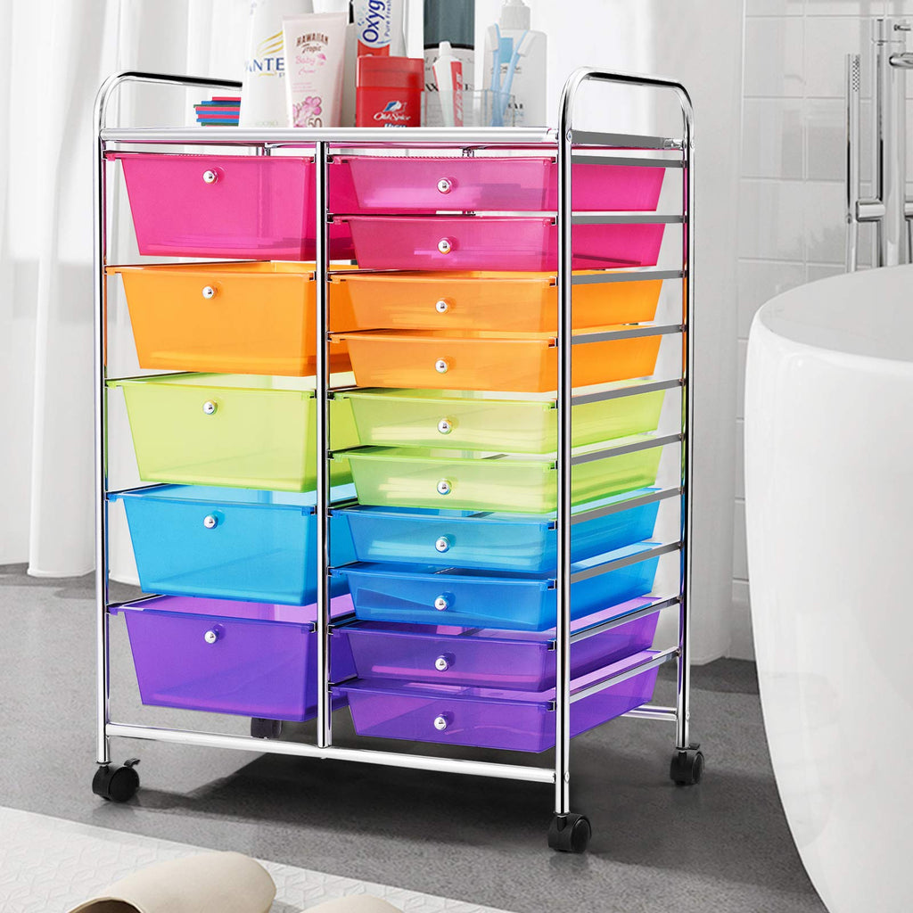15 Drawer Rolling Storage Cart with Removable Drawers U556