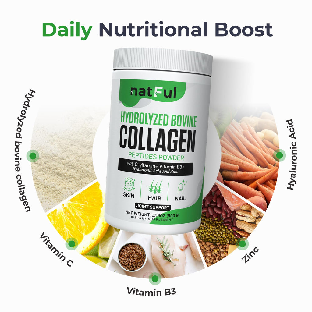 Hydrolyzed Bovine Collagen Peptides Powder with Vitamin C, Hyaluronic Acid, Zinc & B3 L54472