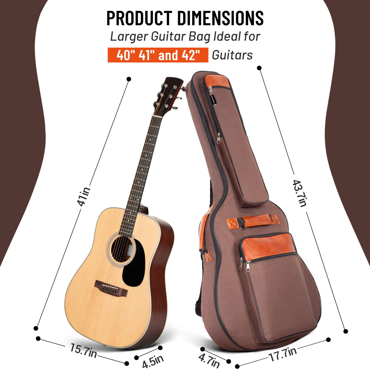 40 41 42 In 6 Pockets Water Resistent Oxford Cloth Padded Guitar Bag N681