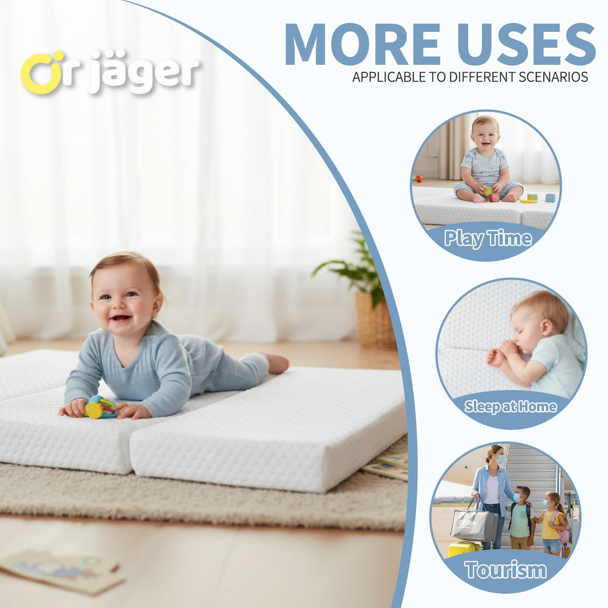 38x26'' Breathable Soft Plush Memory Foam Pack and Play Mattress with Carry Bag B416
