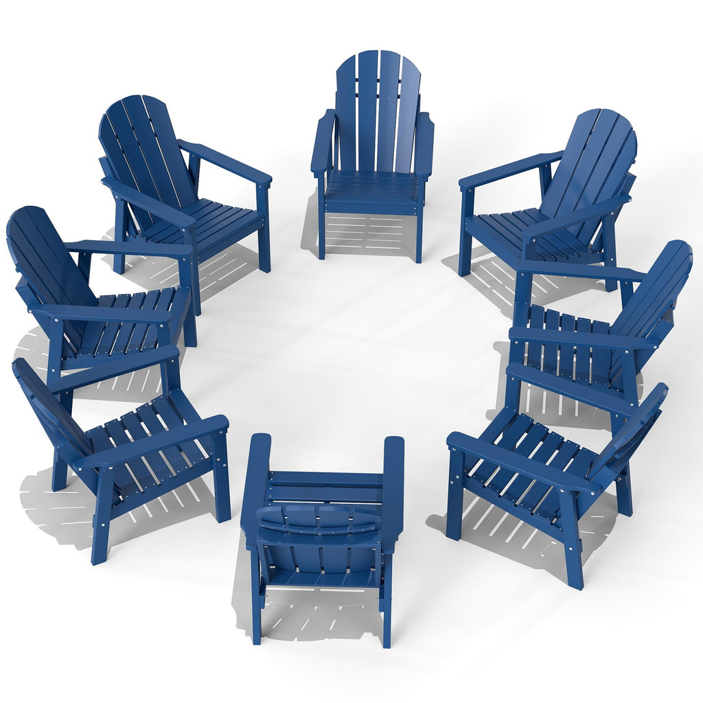 Navy Blue HDPE Adirondack Chair Set of 8 Y927