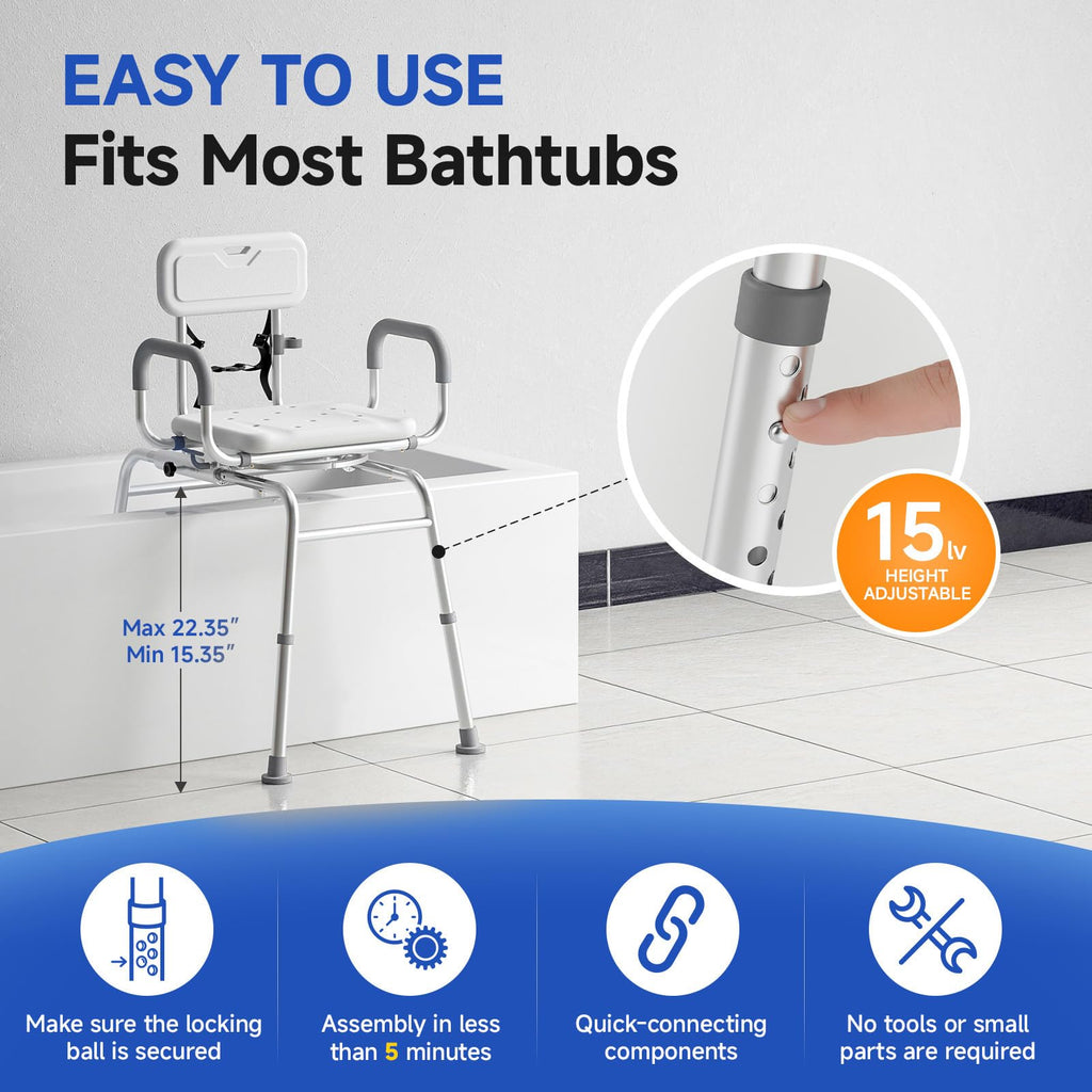 Sliding Shower Chair with Swivel Seat R317485