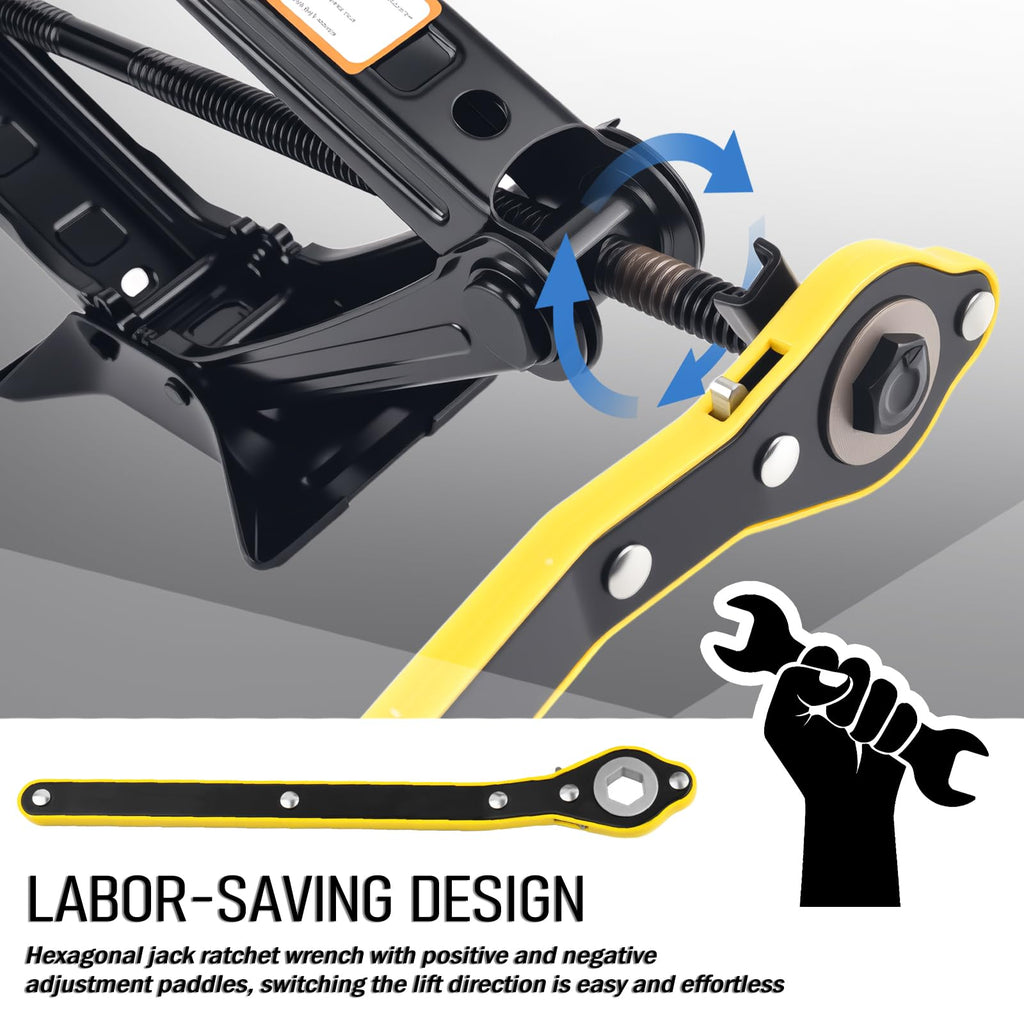 2 Ton Portable Scissor Jacks Set with Lug Wrench M4382