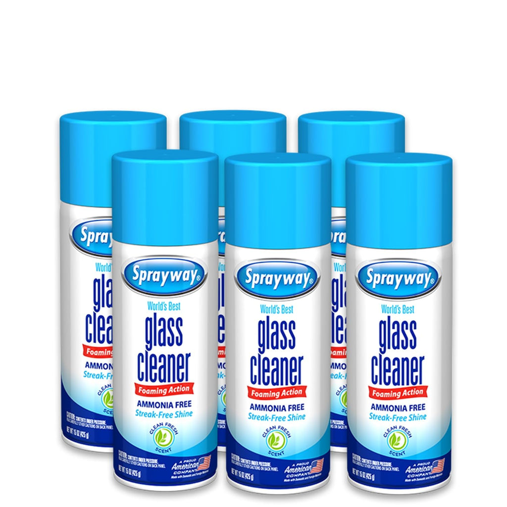 Ammonia-Free Glass Cleaner Aerosol Spray, 15oz, Pack of 6 L1854