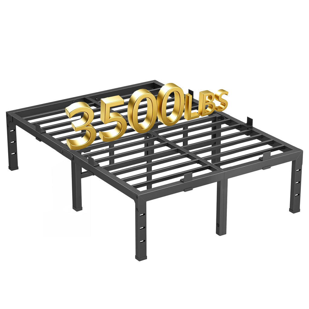 16 Inch King Size Black Metal Platform Bed Frame E6593