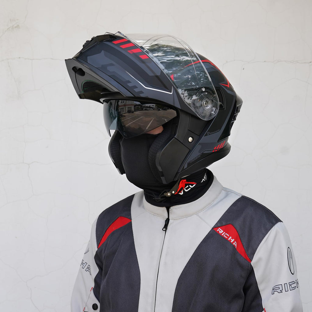 Dual Visor Flip up Modular Full Face Motorcycle Helmet O281