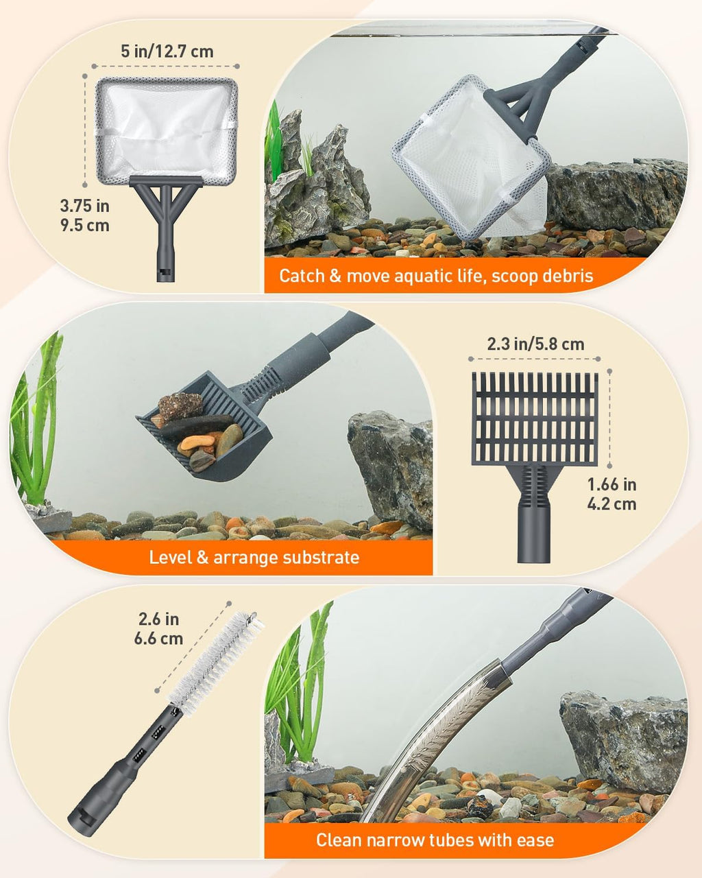 7 in 1 Aquarium Cleaning Kit with Adjustable Long Handle X259