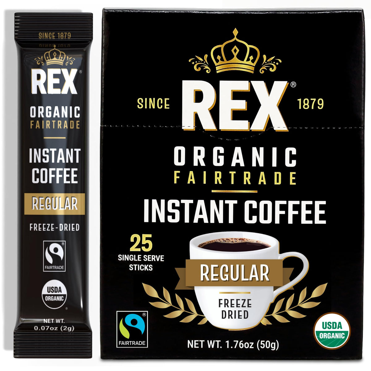 Organic Fairtrade Medium Roast Instant Coffee Sticks 25 Count G573