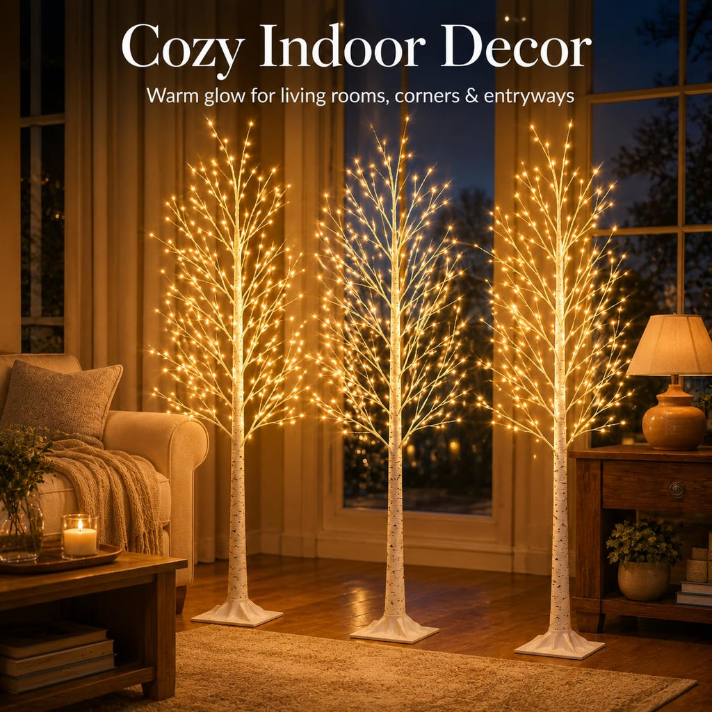 4FT 64 LEDs Birch Tree with Lights P905514