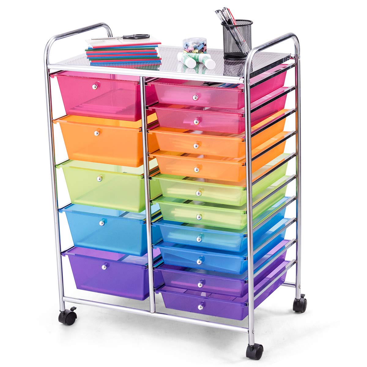 15 Drawer Rolling Storage Cart with Removable Drawers U556