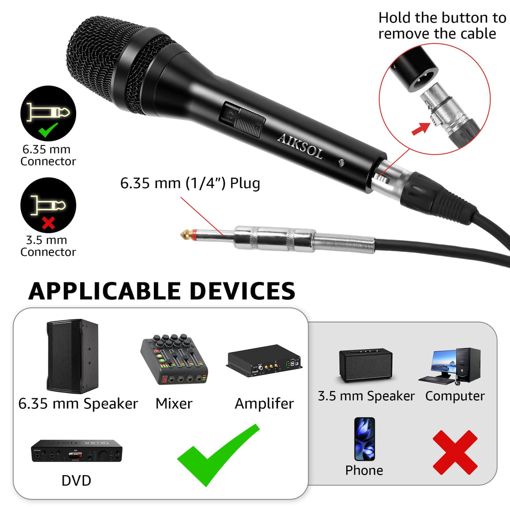 Wired Dynamic Handheld Karaoke Microphone with On and Off Switch G368