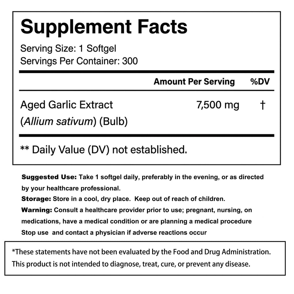 Odorless Aged Garlic Extract Supplement, 300 Softgels L862
