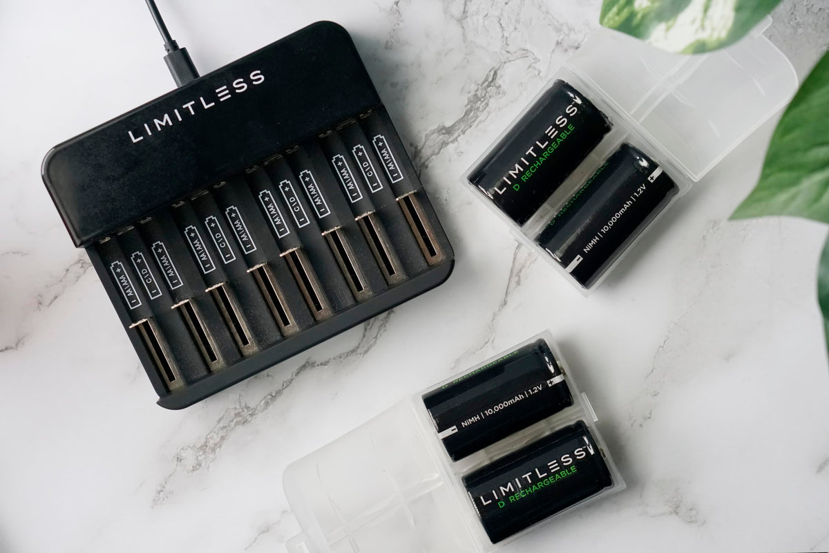 Rechargeable D Batteries 4-Pack with Charger G996666