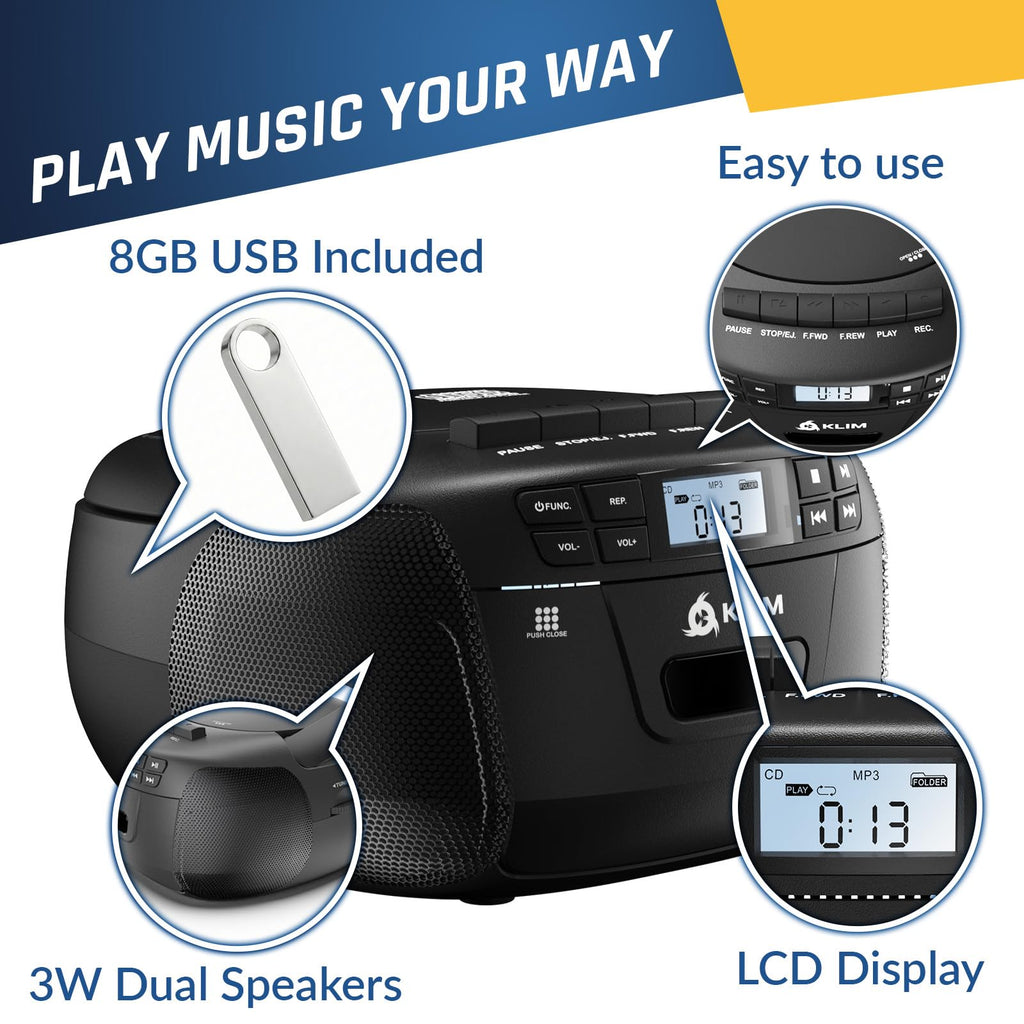 CD Cassette Player with Bluetooth Boombox N9291