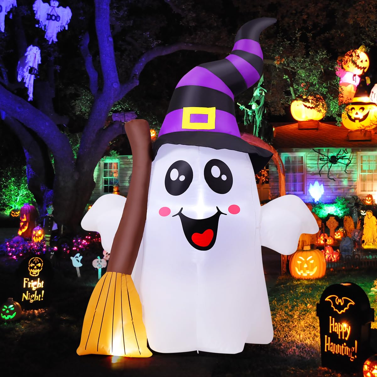 6.2 FT Halloween Inflatables Ghost with Built-in LEDs V6037