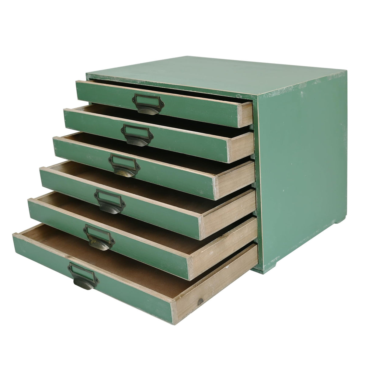Vintage Wooden Storage Box with 6 Drawers Desktop Organizer Cabinet V797
