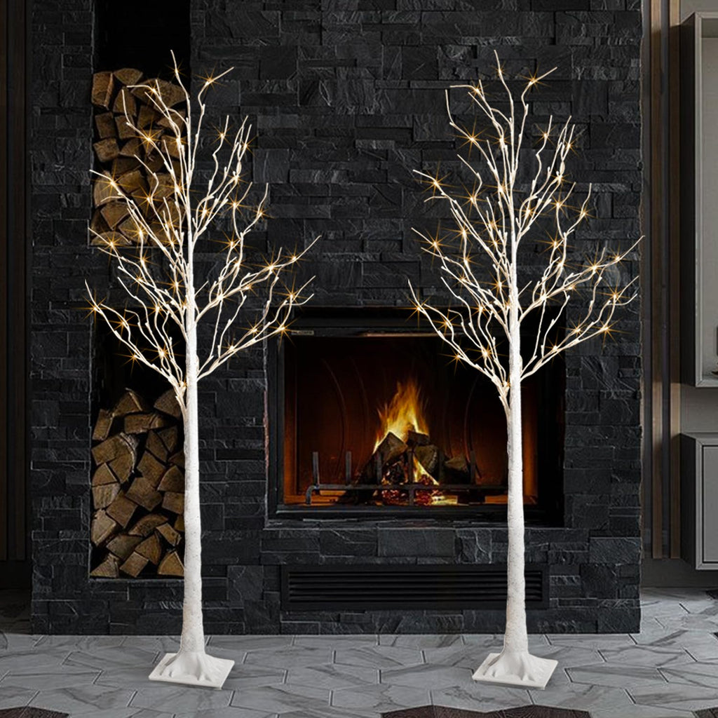 2 Pack 6 Feet Prelit White Artificial Christmas Trees I928