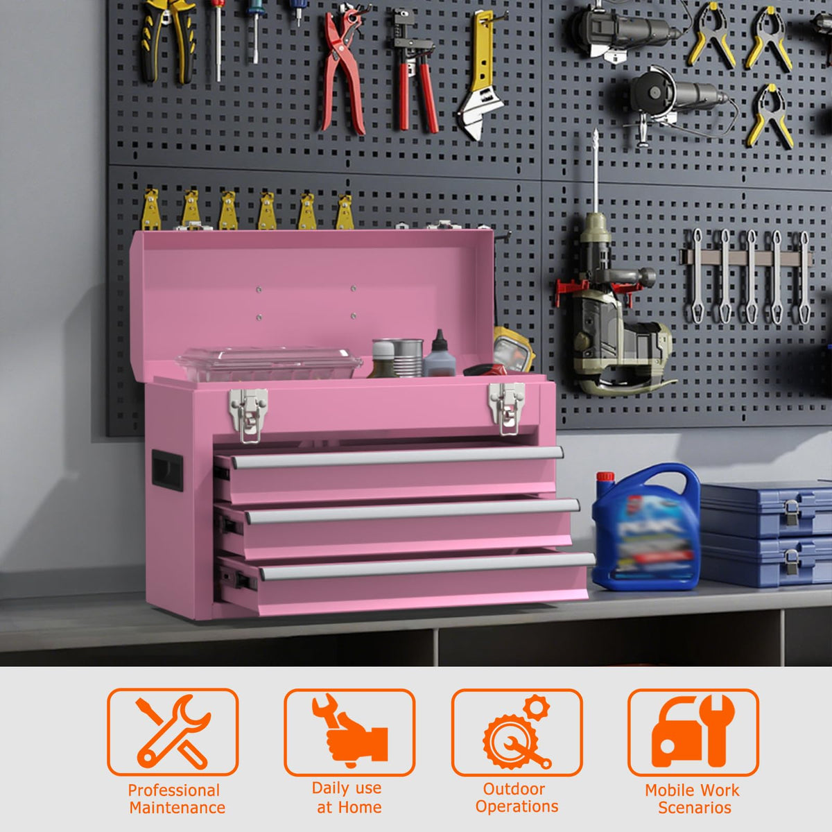 Portable Metal Tool Box with Drawers N88248