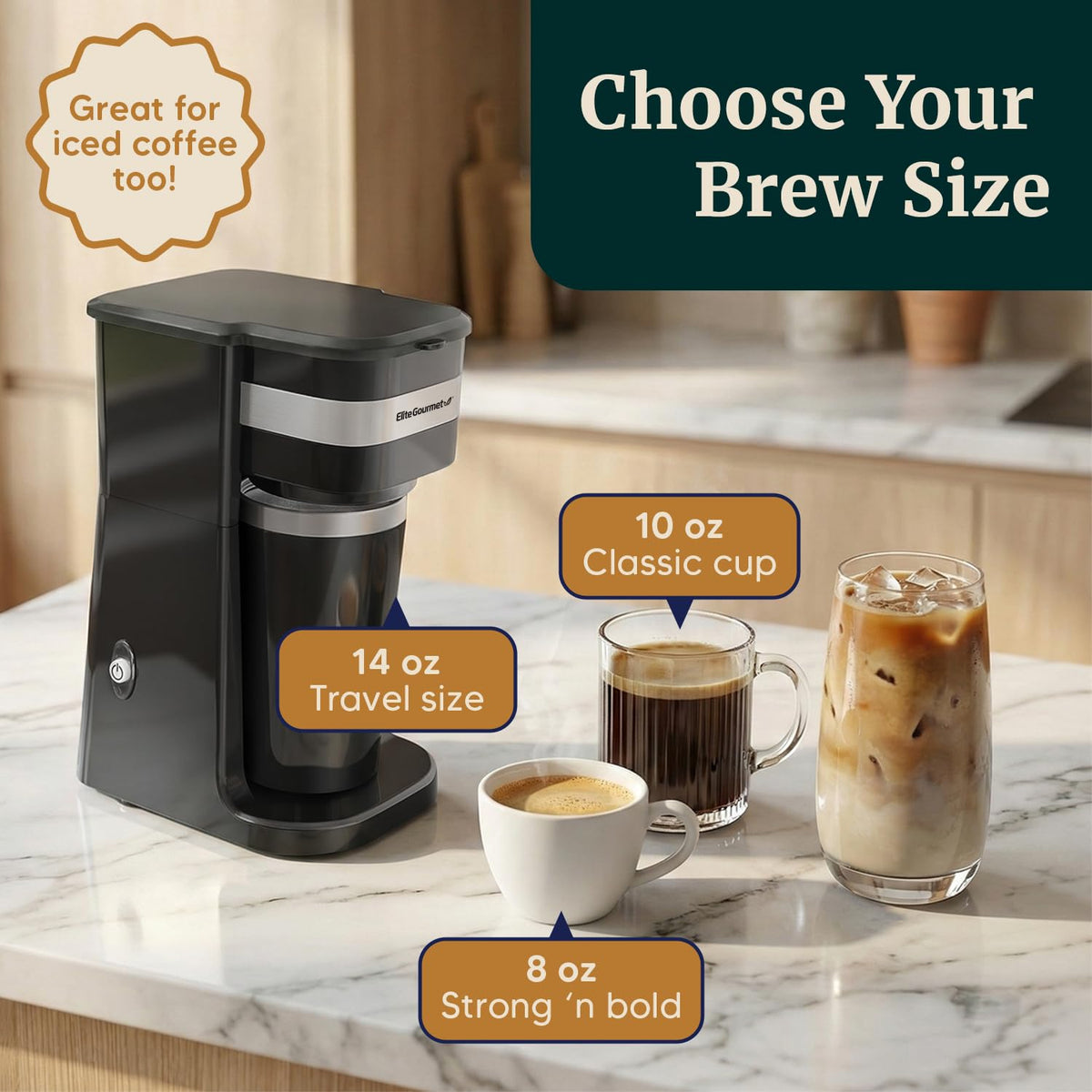 Black Single-Serve Compact Coffee Maker E118