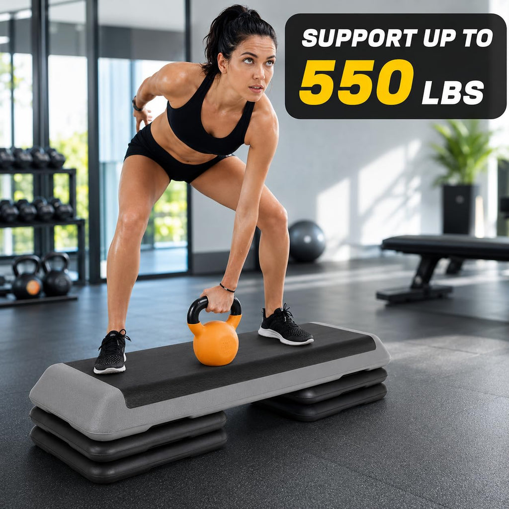 43" Adjustable Aerobic Exercise Step Platform with 4 Removable Risers Z443