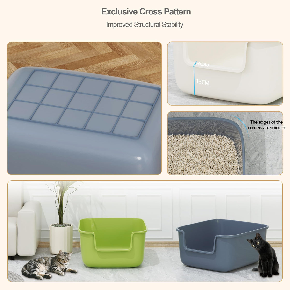 Large High Sided Cat Litter Box with Scoop 2 Pack B817709