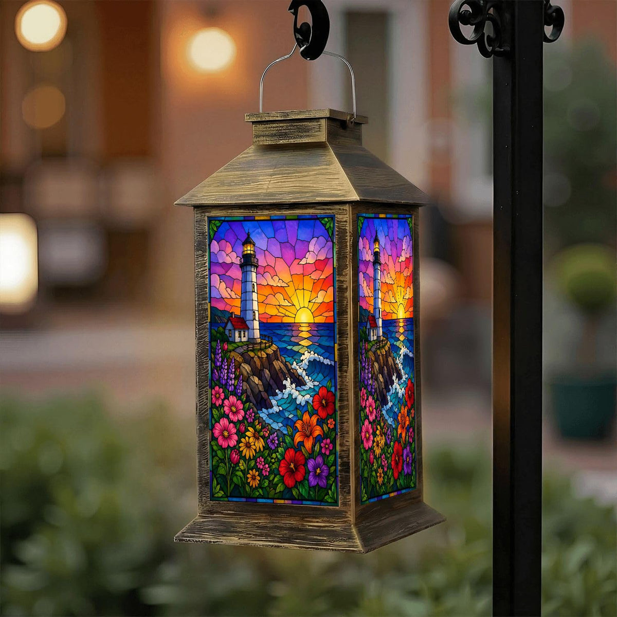 Waterproof Stained Glass Solar Lantern R83217