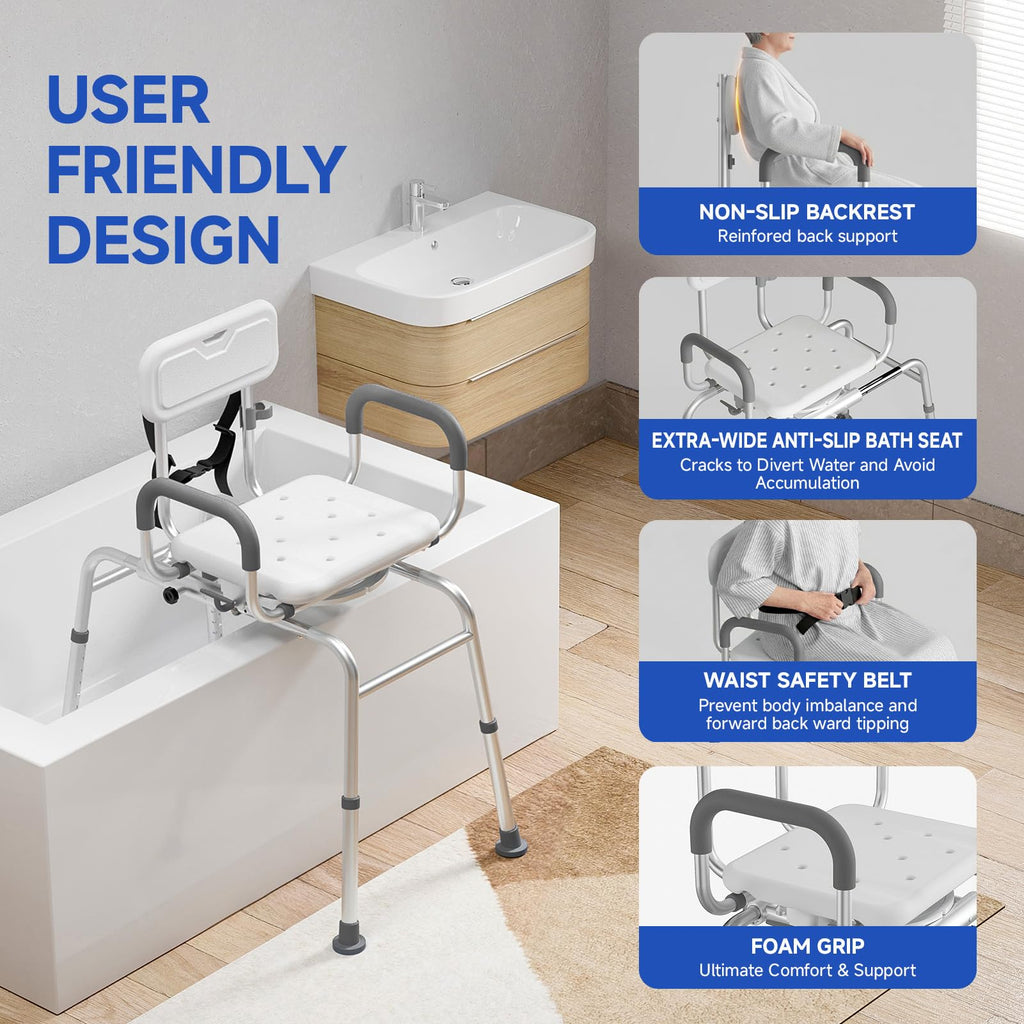 Sliding Shower Chair with Swivel Seat R317485