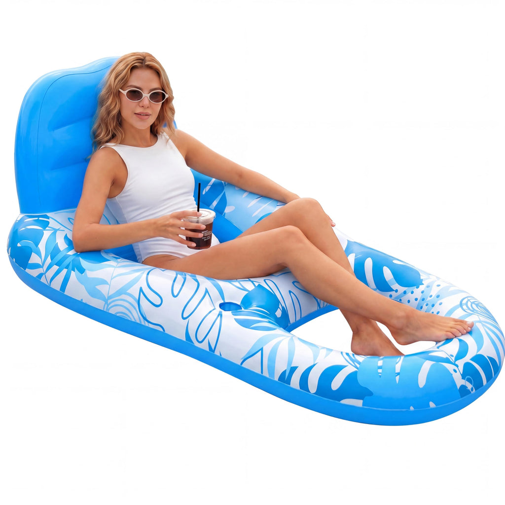 Inflatable Pool Float Lounger with Cup Holders Y524969