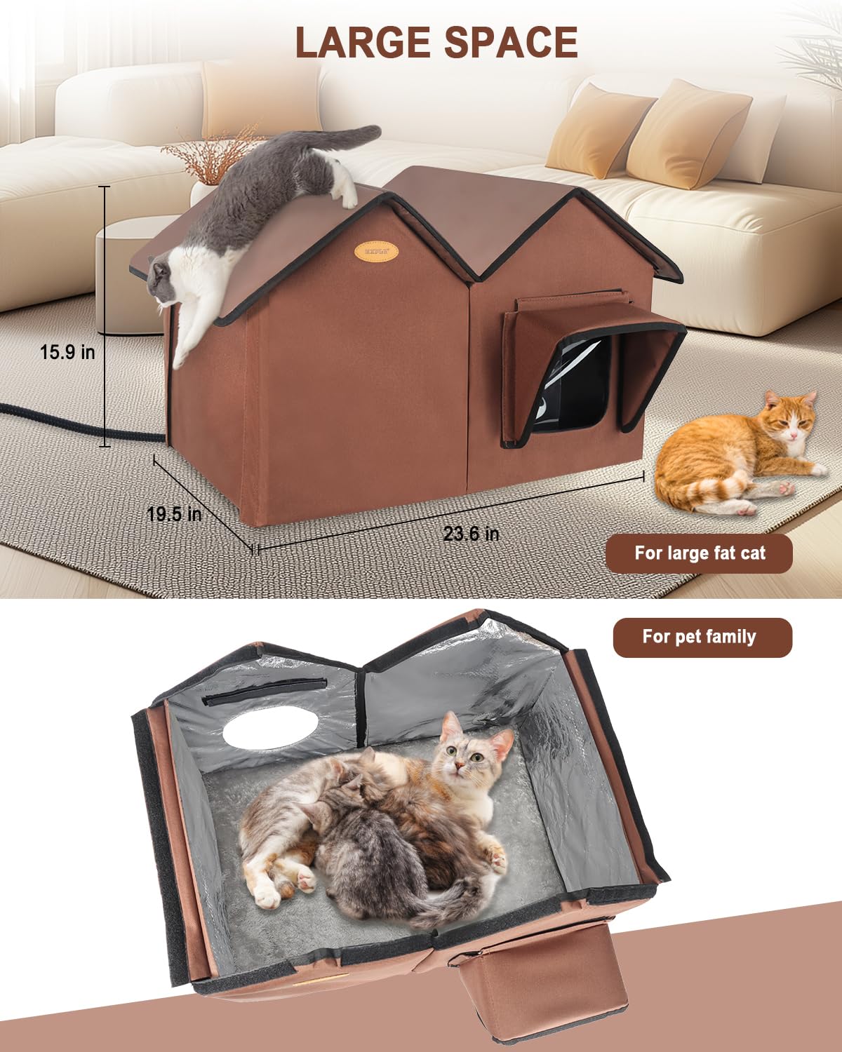 Large Insulated Heated Outdoor Cat House B93353