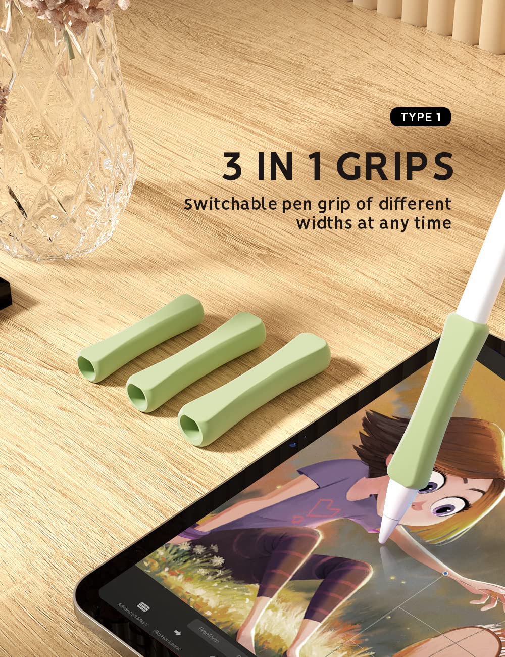 Bamboo Tablet Stand with 5 Pack Pencil Grips J33740