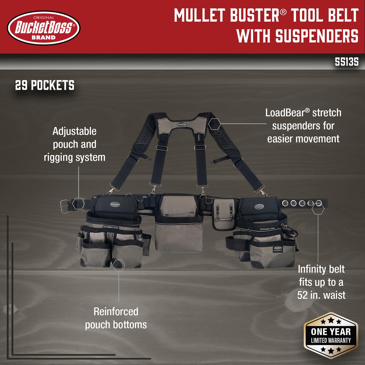 3 Bag Tool Belt with Suspenders B8865