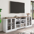 White TV Stand with Storage Cabinet and 3-Tier Open Shelves N176