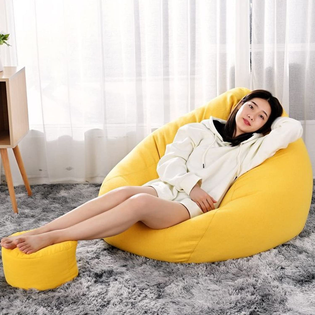Bean Bag Chair Cover Only Without Filling XL Yellow Z4804