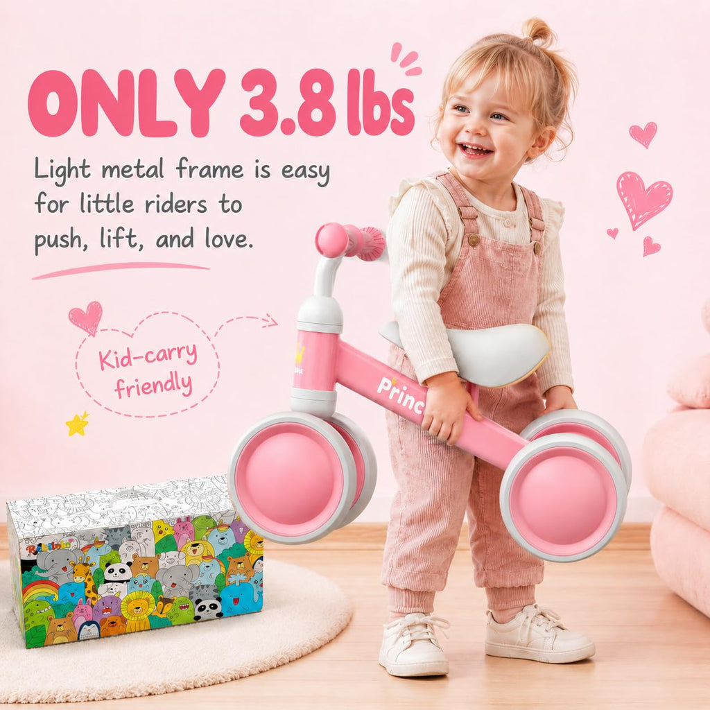 Pink Balance Bike with LED Light Up Wheels D206659