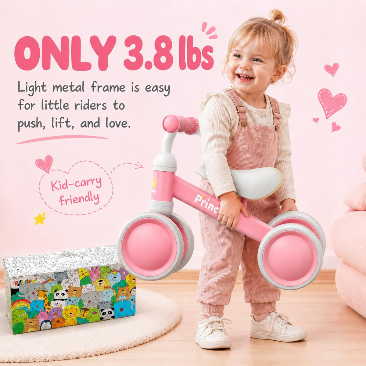 Pink Balance Bike with LED Light Up Wheels D206659