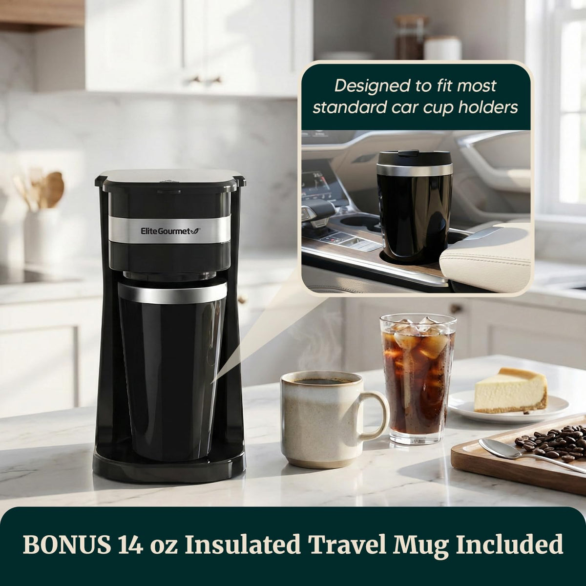 Black Single-Serve Compact Coffee Maker E118