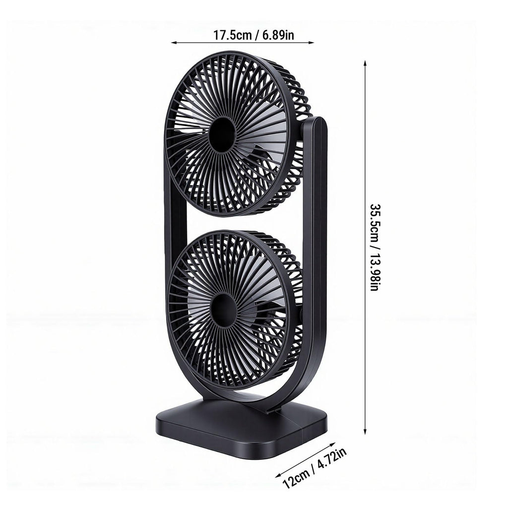 Portable USB Rechargeable 2 in 1 Dual Head Desk Fan J9152