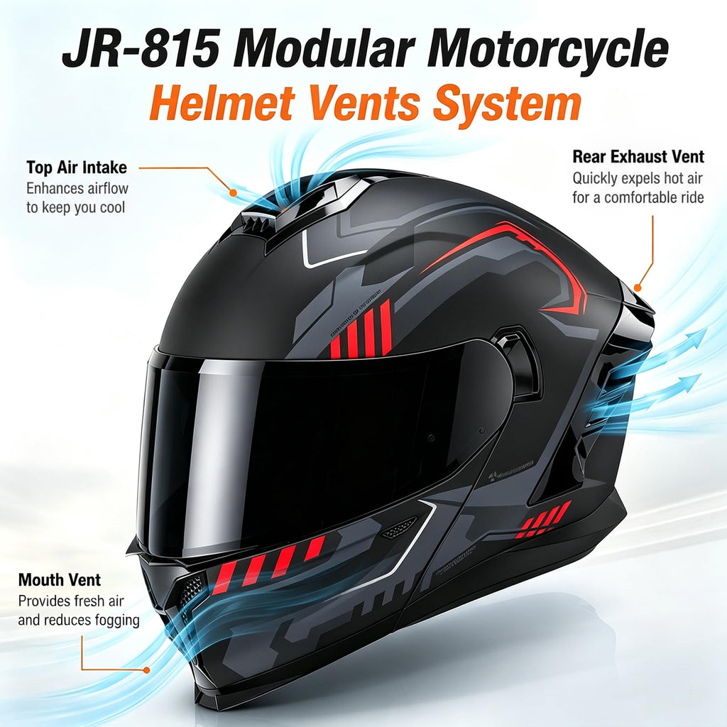 Dual Visor Flip up Modular Full Face Motorcycle Helmet O281