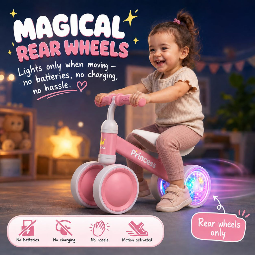 Pink Balance Bike with LED Light Up Wheels D206659