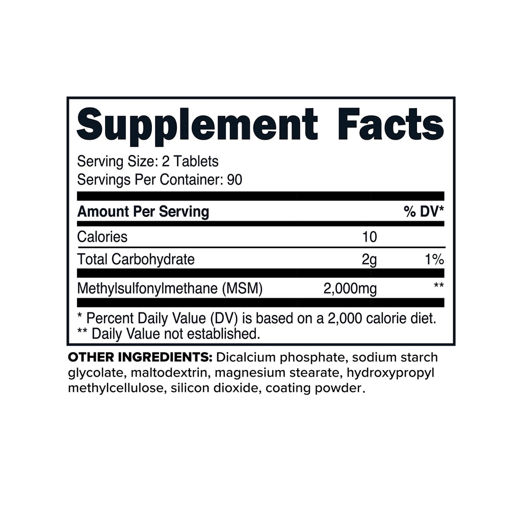MSM Tablets 2000mg 180 Tablets S871