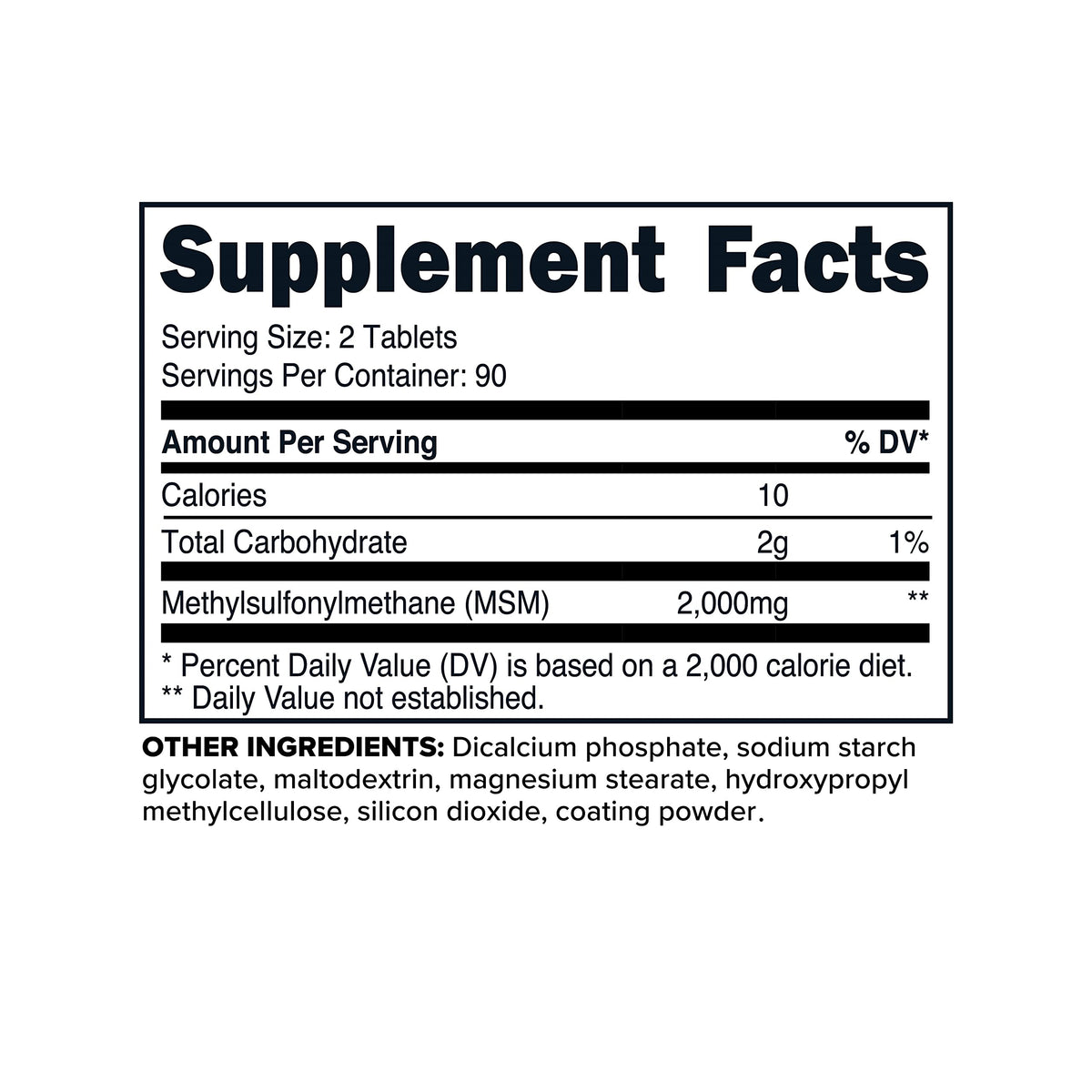 MSM Tablets 2000mg 180 Tablets S871