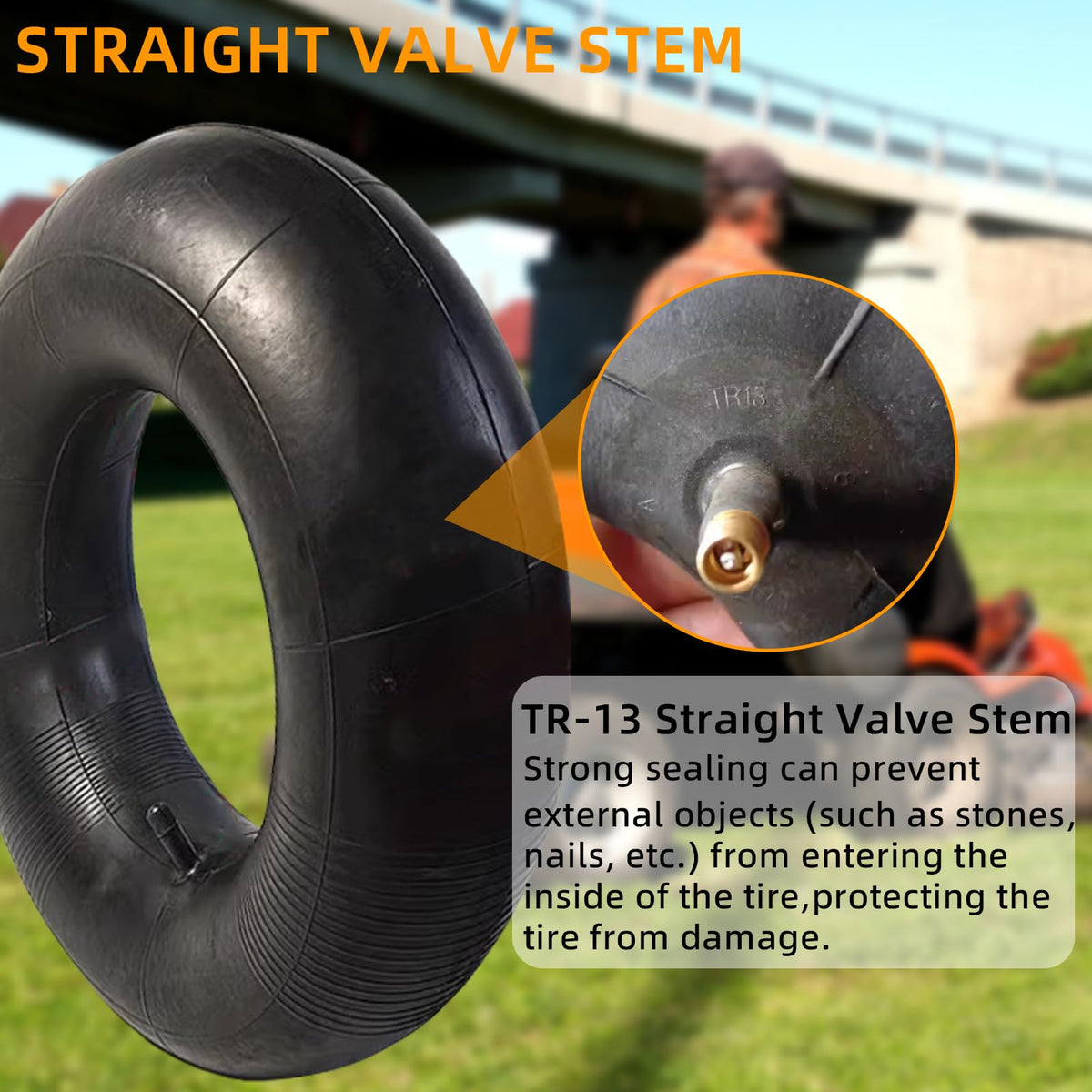 2 Pack 16x6.50-8/7.50-8 Lawn Mower Tire Inner Tubes with TR-13 Straight Valve Stem P891649