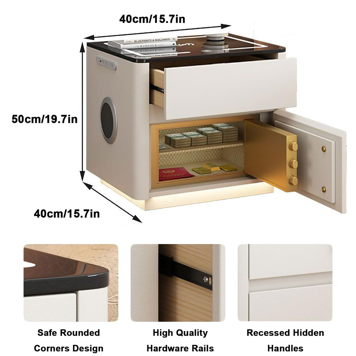 Light Gray Nightstand with Charging Station and USB Ports B471422