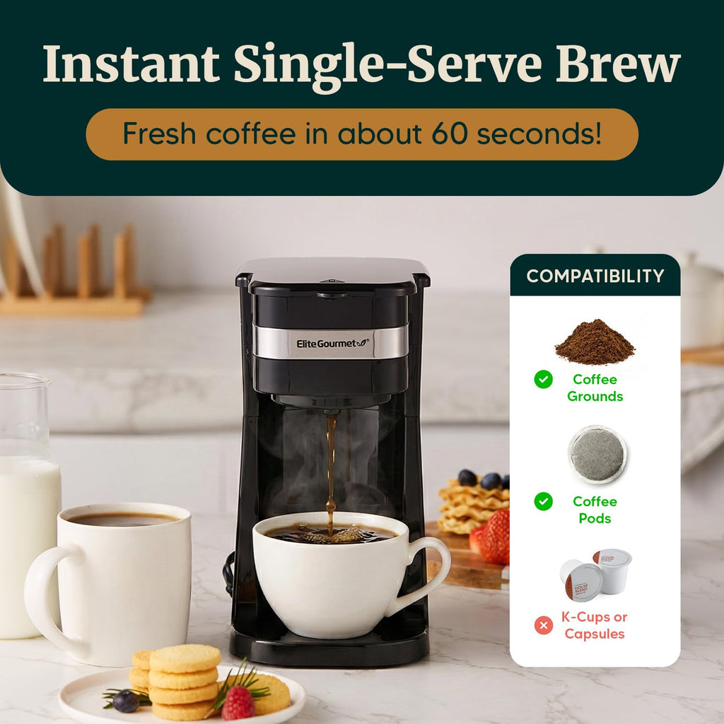 Black Single-Serve Compact Coffee Maker E118
