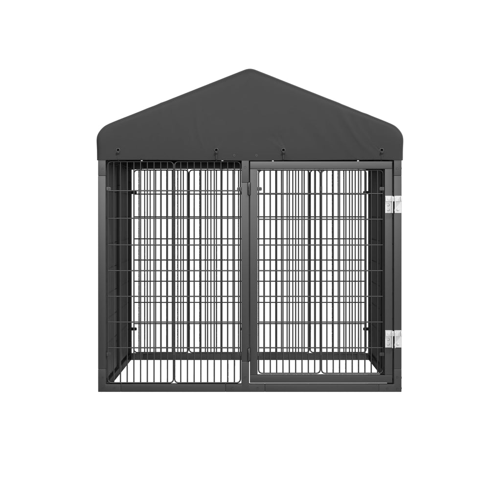 Large Heavy Duty Galvanized Steel Dog Kennel with Roof A36355
