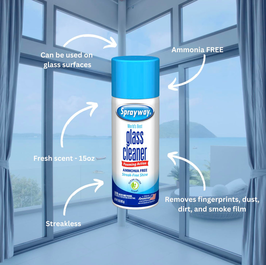 Ammonia-Free Glass Cleaner Aerosol Spray, 15oz, Pack of 6 L1854